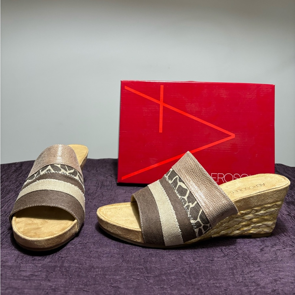Andre Assous Brown Wedge Sandals